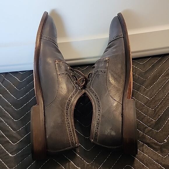 JOHNSTON MURPHY 1801 GENUINE LEATHER DERBY'S DARK BLUE/BROWN MENS9.5 MADE INDIA - Picture 14 of 16